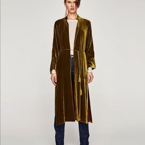 zara velvet green kimono